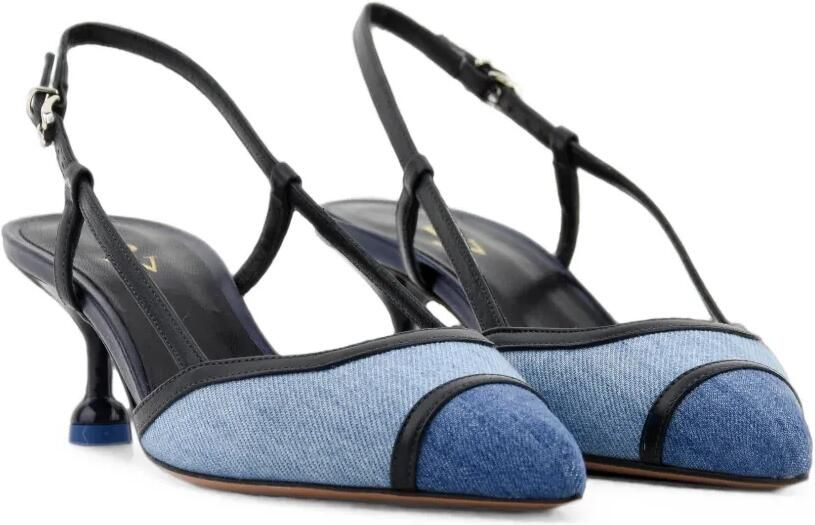 Paul Warmer Odine denim slingback pumps Blauw - Foto 5