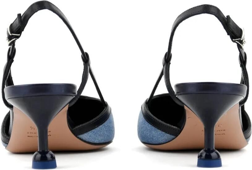 Paul Warmer Odine denim slingback pumps Blauw - Foto 4