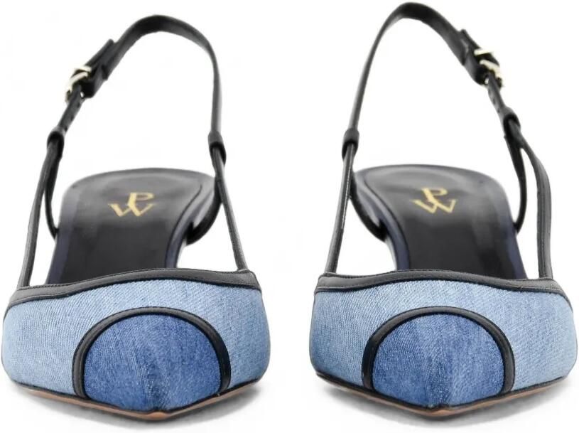 Paul Warmer Odine denim slingback pumps Blauw - Foto 3