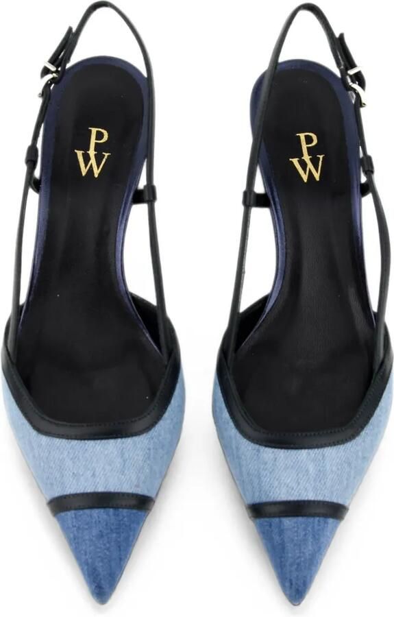 Paul Warmer Odine denim slingback pumps Blauw - Foto 2