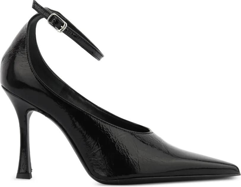 Paul Warmer Pumps met enkelbandje en puntige neus Zwart