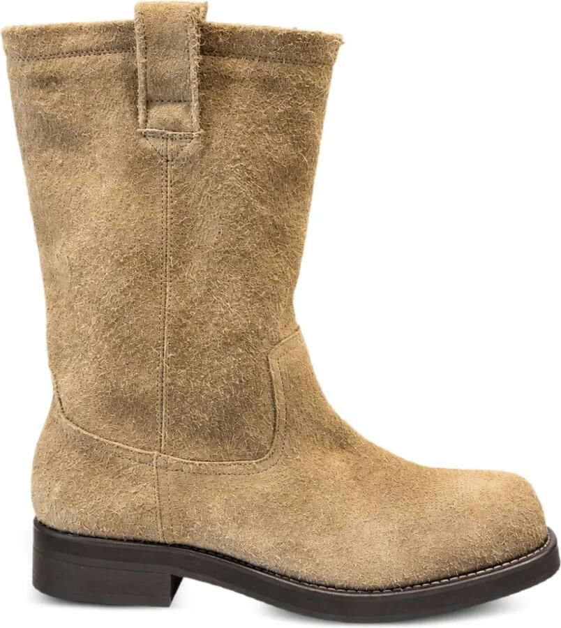 Paura embroidered leather boots Beige