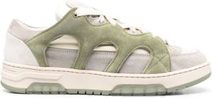 Paura Santha layered suede-panel trainers Groen