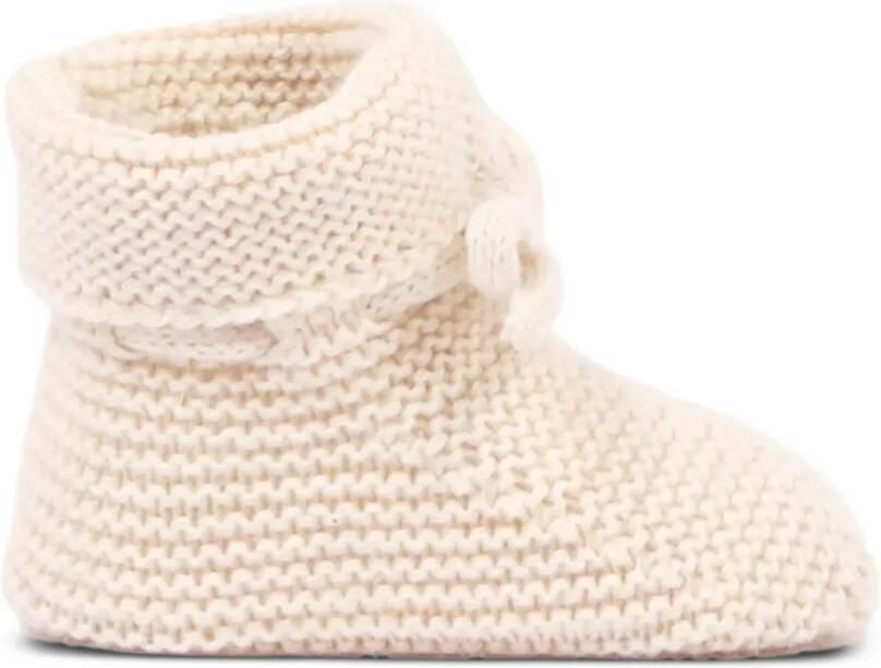 Paz Rodriguez Essential chunky gebreide babyschoentjes met striksluiting Beige