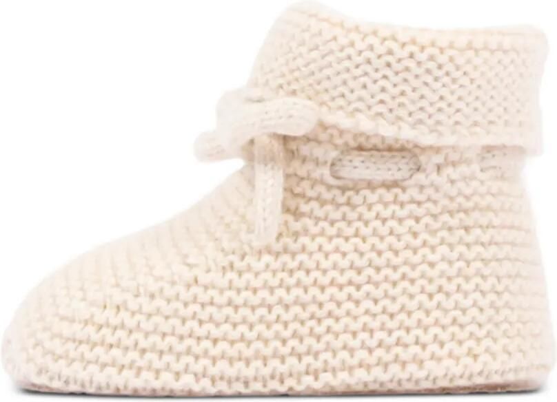 Paz Rodriguez Essential chunky gebreide babyschoentjes met striksluiting Beige - Foto 4