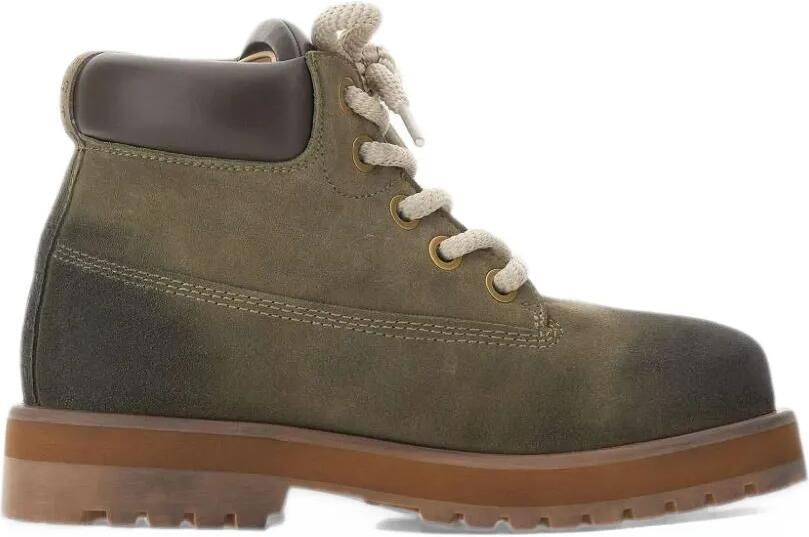PDF burnished-effect lace-up boots Groen