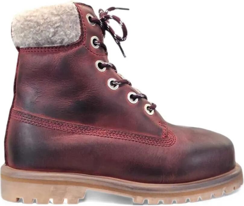 PDF Strada Giga shearling-trim lace-up boots Rood