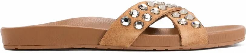 Pedro Garcia Analis platte sandalen met gekruiste bandjes en verfraaid met kristallen Bruin - Foto 1