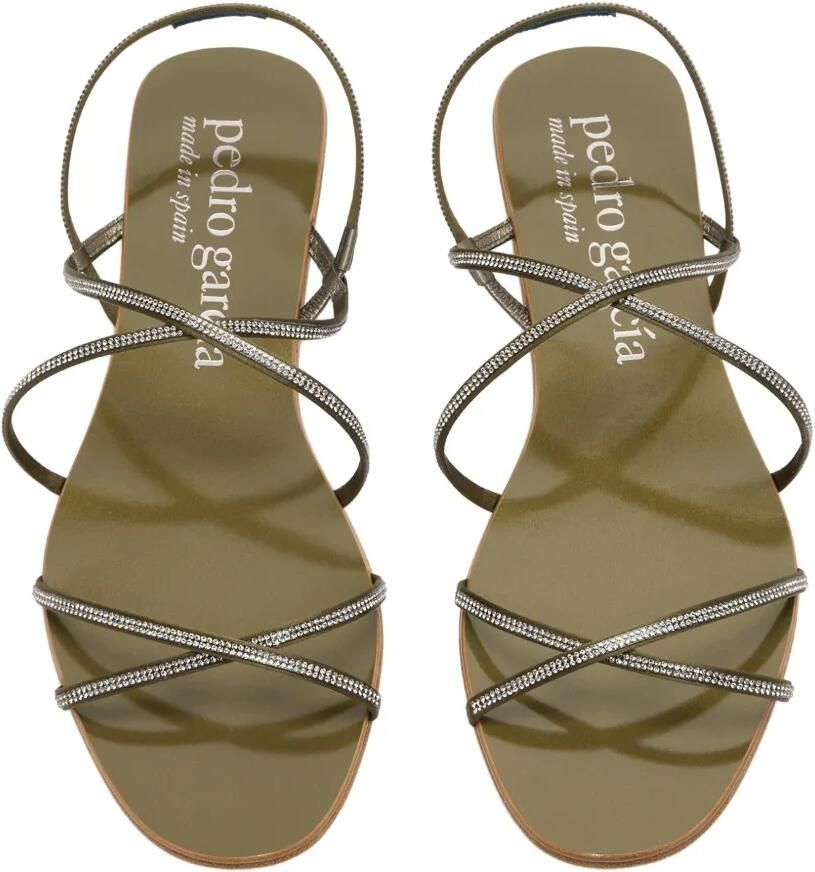 Pedro Garcia Esme satijnen platte sandalen verfraaid met kristallen Groen - Foto 2