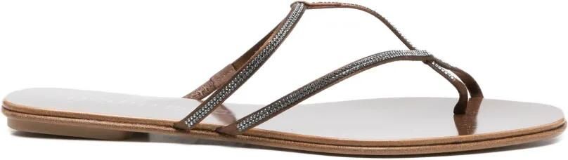 Pedro Garcia Estee platte sandalen met T-bandje Bruin