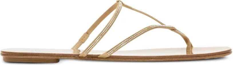Pedro Garcia Estee platte sandalen verfraaid met kristallen Beige