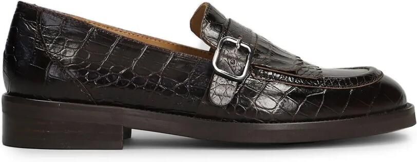 Pedro Miralles Loafers met krokodillen-reliëf en franje Bruin