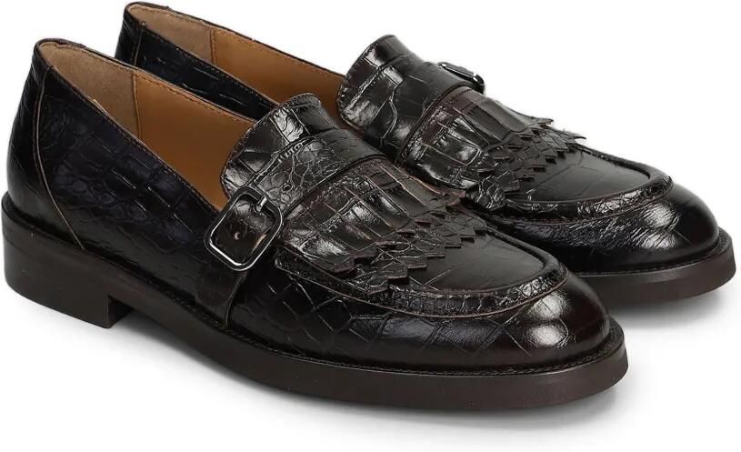 Pedro Miralles Loafers met krokodillen-reliëf en franje Bruin - Foto 3