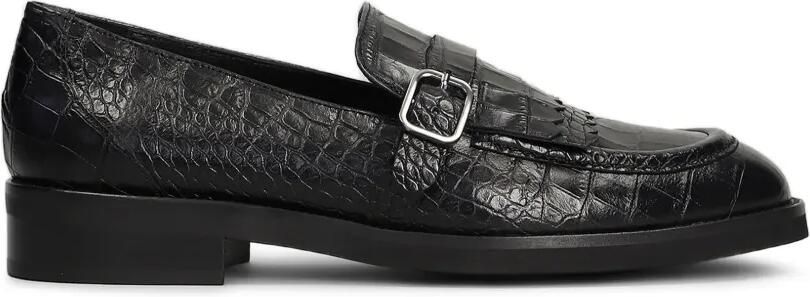 Pedro Miralles Loafers met krokodillen-reliëf en franje Zwart