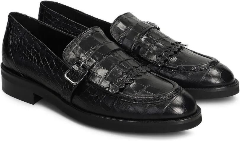 Pedro Miralles Loafers met krokodillen-reliëf en franje Zwart - Foto 4
