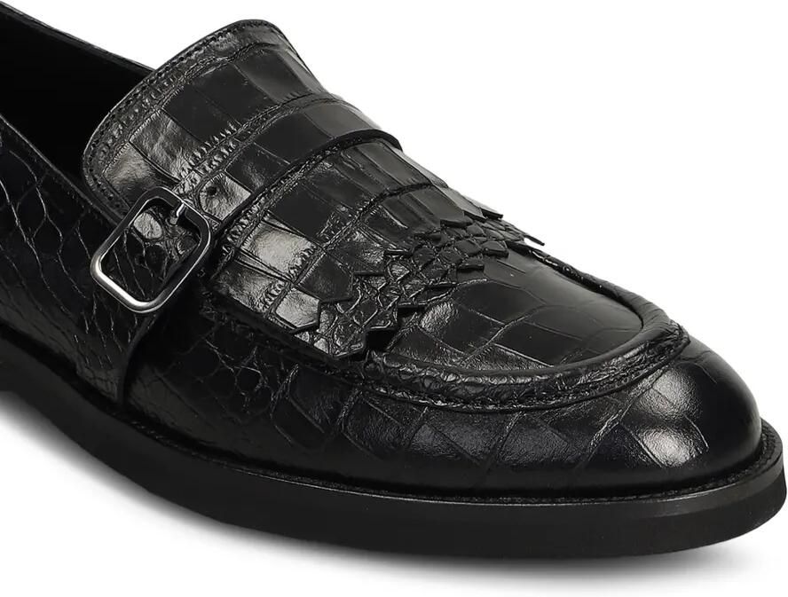 Pedro Miralles Loafers met krokodillen-reliëf en franje Zwart - Foto 2