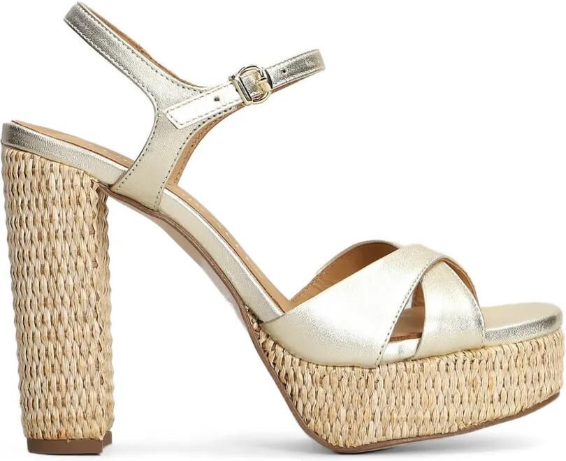 Pedro Miralles Sandalen met metallic-effect en raffia plateauzool Zilver