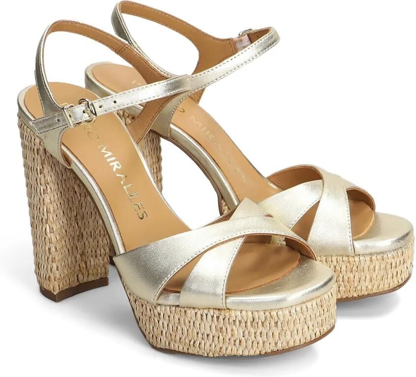 Pedro Miralles Sandalen met metallic-effect en raffia plateauzool Zilver - Foto 2