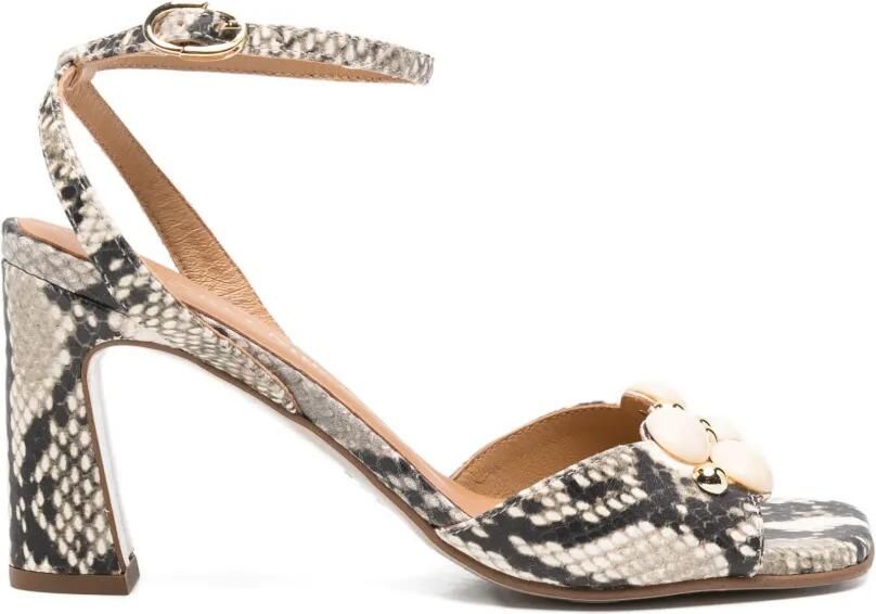 Pedro Miralles Sandalen met slangen-effect Beige