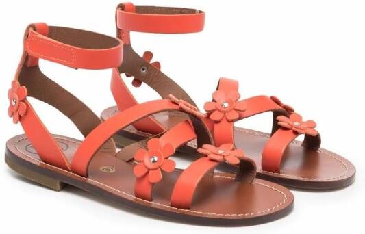 Pépé Kids Rouge sandalen met bloemen applicatie Oranje