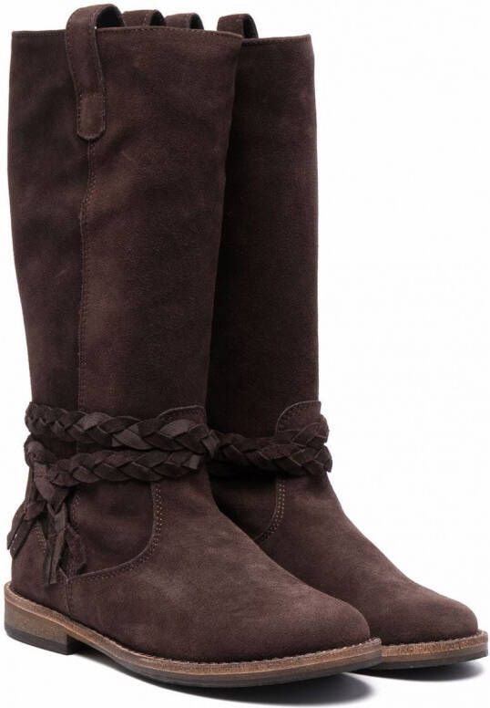 Pèpè Laarzen met gevlochten detail Bruin