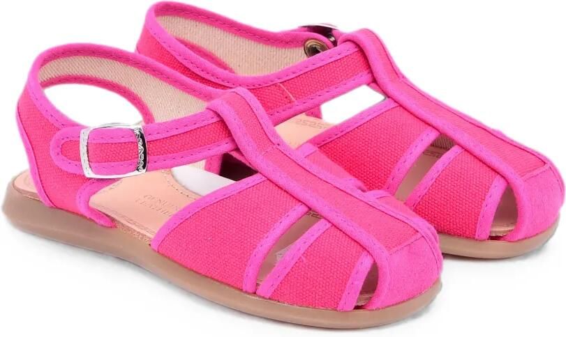 Pèpè Alix canvas sandalen met gespsluiting Roze