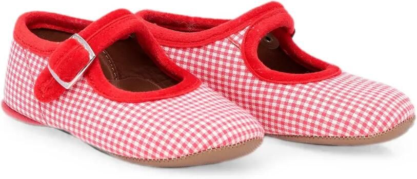 Pèpè Ballerina's met gespsluiting en gingham-ruit Rood