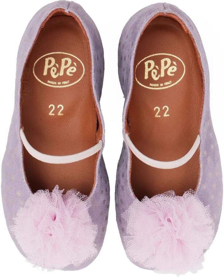 Pèpè Ballerina's met tulen pompon en sterprint Paars