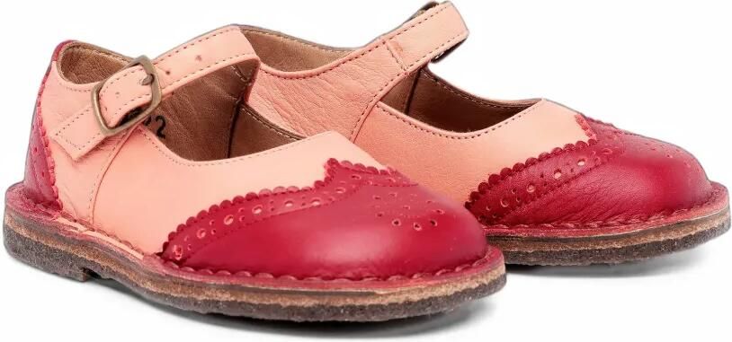 Pèpè Leren ballerina's met brogue-detail Roze