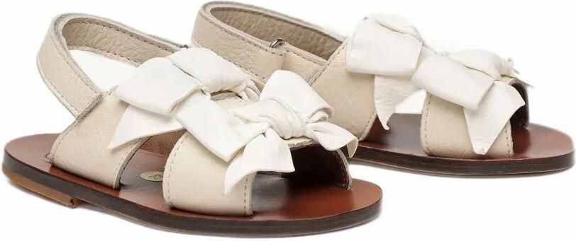 Pèpè Charlotte bow-detail leather sandals Beige
