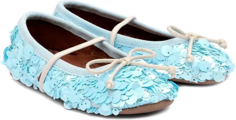 Pèpè Darlyn slippers met pailletten en strik Blauw