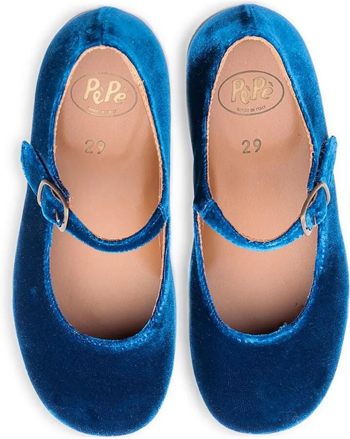 Pèpè Fluwelen ballerina's met gesp Blauw - Foto 2