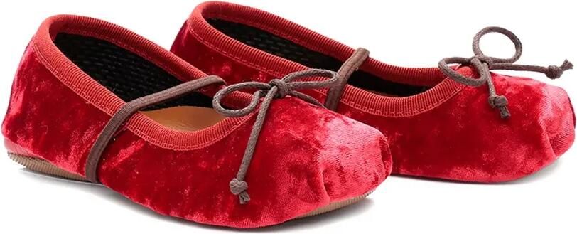 Pèpè Fluwelen ballerina's met strik Rood