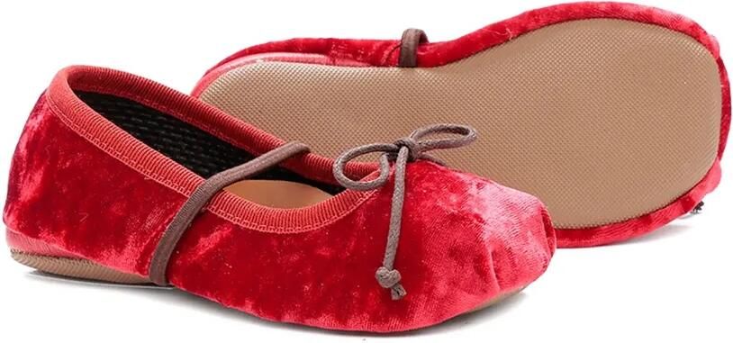 Pèpè Fluwelen ballerina's met strik Rood - Foto 2