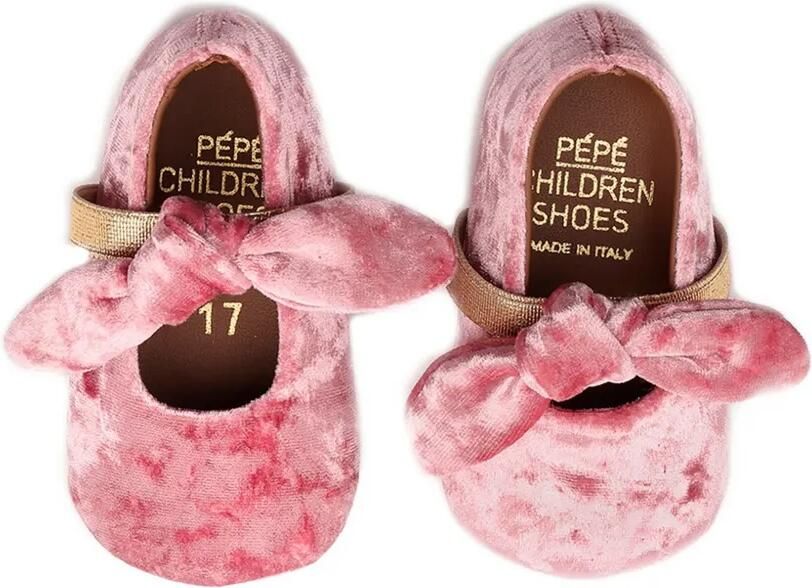 Pèpè Fluwelen ballerina's met strik Roze - Foto 2