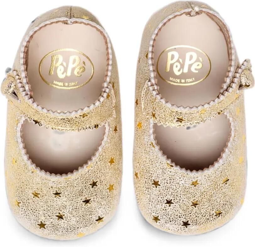 Pèpè Gewelfde babyschoentjes met sterrenprint Goud - Foto 3