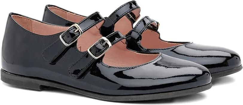 Pèpè Lakleren ballerina's met gesp Zwart