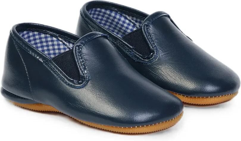 Pèpè Leren babyschoentjes met elastisch inzetstuk Blauw