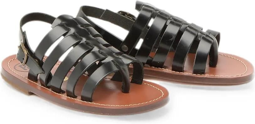 Pèpè Leren sandalen in gekooide stijl Zwart