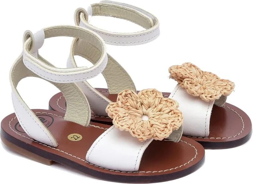 Pèpè Leren sandalen verfraaid met bloe Wit