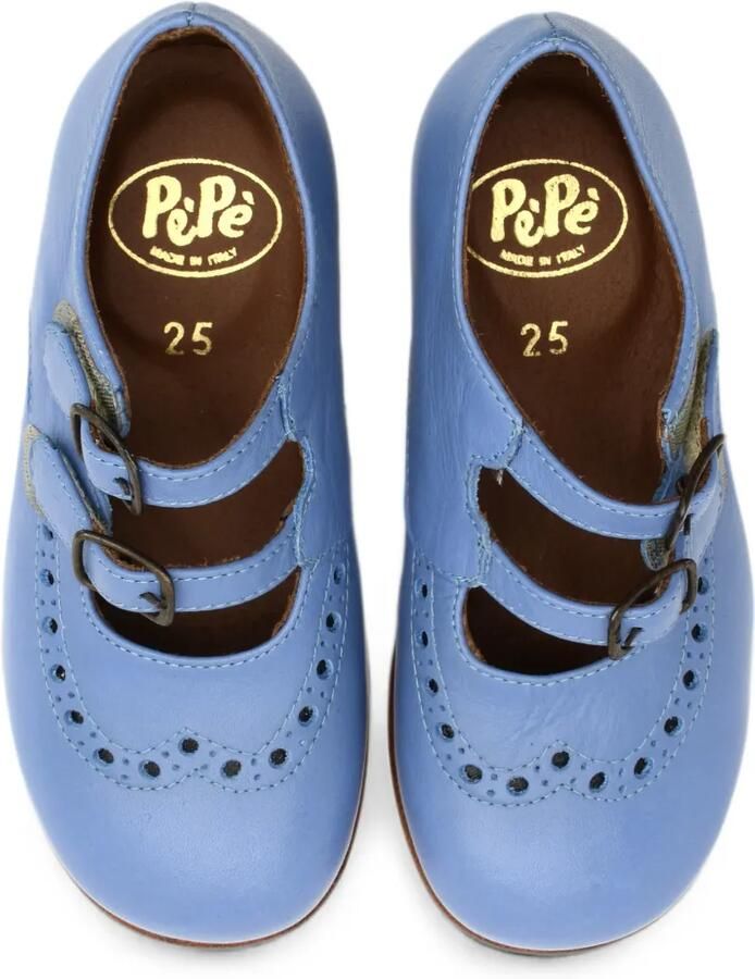 Pèpè Marie ballerina's met dubbele bandjes en brogue-detail Blauw - Foto 3