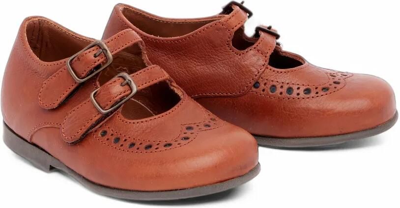 Pèpè Marie ballerina's met dubbele bandjes en brogue-detail Bruin