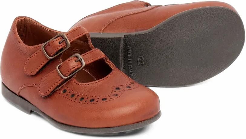 Pèpè Marie ballerina's met dubbele bandjes en brogue-detail Bruin - Foto 3