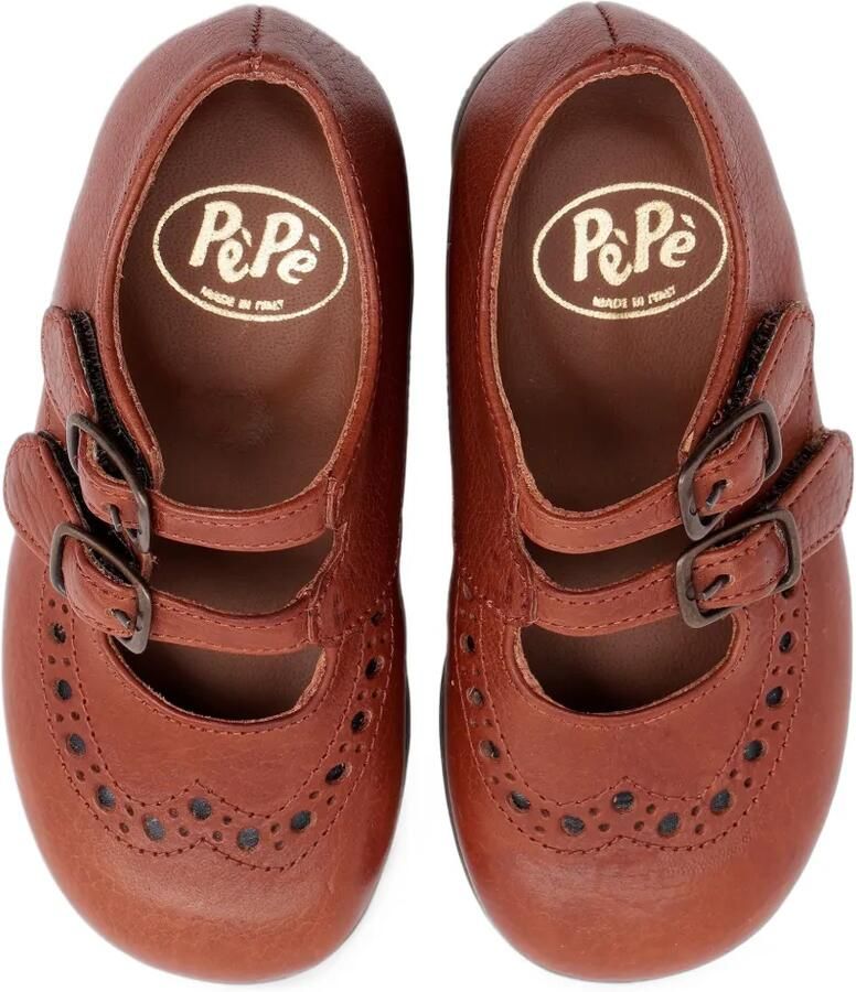 Pèpè Marie ballerina's met dubbele bandjes en brogue-detail Bruin - Foto 2