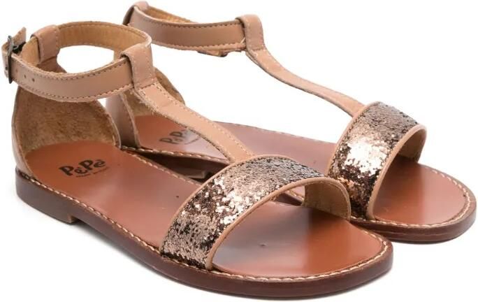 Pèpè Sandalen met glitter Bruin