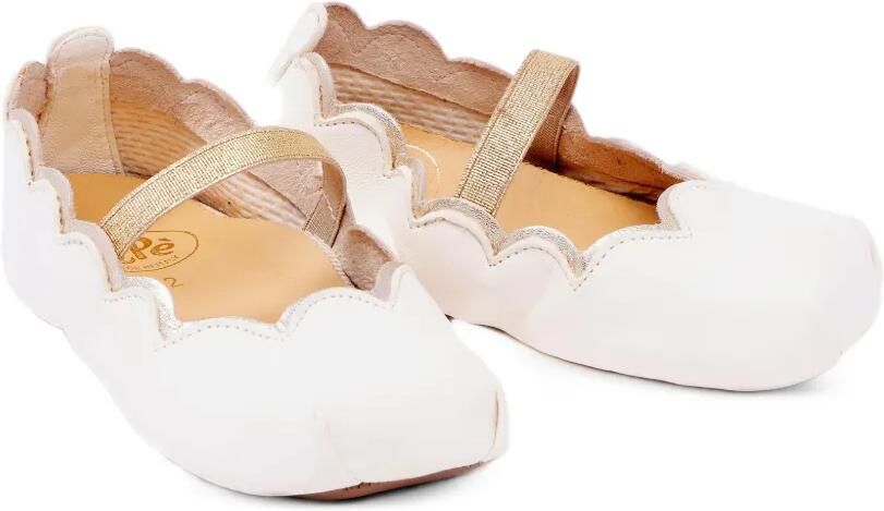 Pèpè Selina leren ballerina's met gewelfde rand Beige