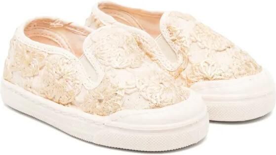 Pèpè Sneakers met reliëf patroon Beige