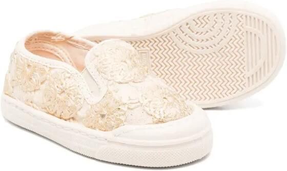 Pèpè Sneakers met reliëf patroon Beige - Foto 3