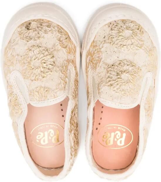 Pèpè Sneakers met reliëf patroon Beige - Foto 2
