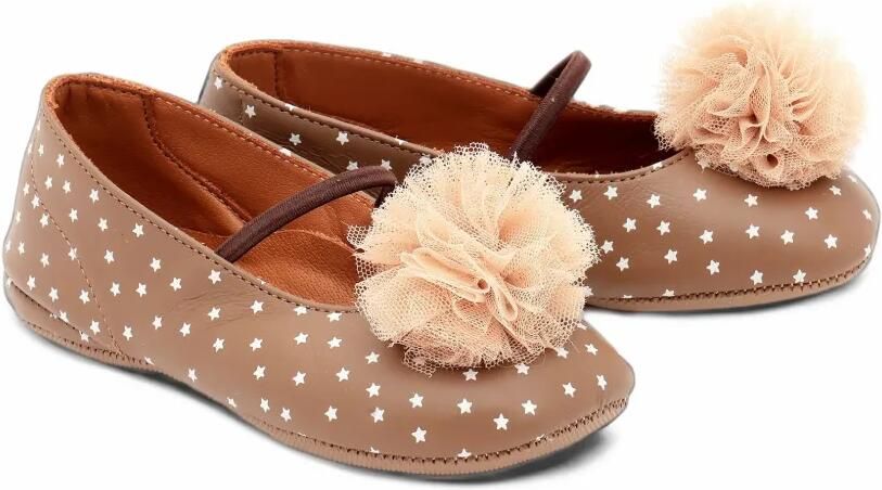 Pèpè Ballerina's met tulen pompon en sterprint Bruin